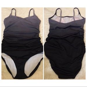 Speedo Ombre Shirred One Piece Swimsuit Bodysuit